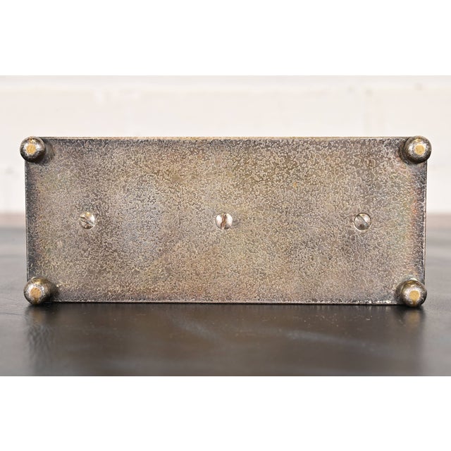 Silver Tiffany Studios New York Silvered Bronze and Abalone Letter Rack For Sale - Image 8 of 11