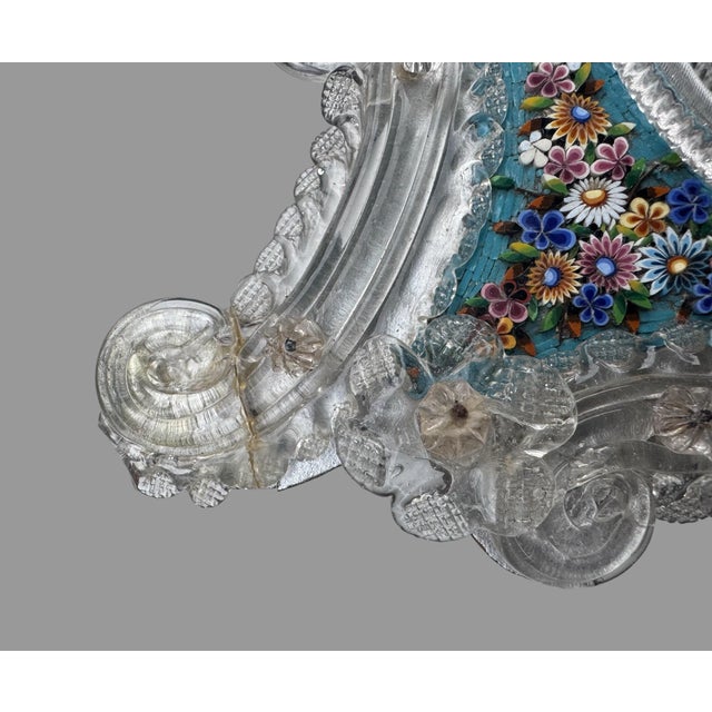 Antique Pauly & C Venezia Venetian Glass Micromosaic Floral Vanity Mirror For Sale - Image 9 of 12