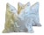 Kate Spade Marbleized Aqua & Gray Stone Swirl Linen Feather/Down Pillows 22" Square - Pair For Sale