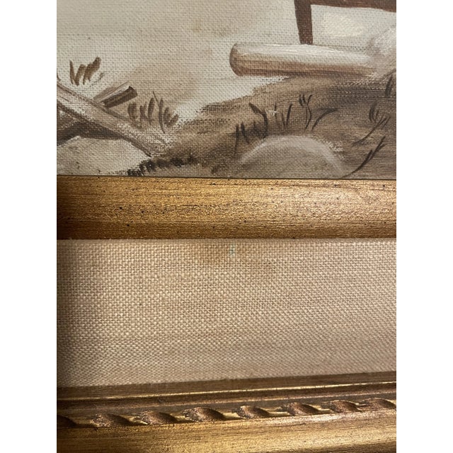 Vintage Folk Art Landscape Painting in Antique Frame - Snowy Farm For Sale In Philadelphia - Image 6 of 7