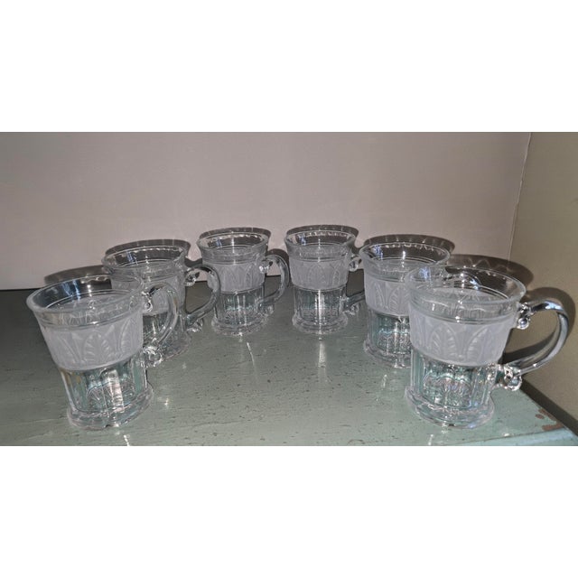 Transparent Vintage Athens Glass Coffee Mugs - Set of 6 For Sale - Image 8 of 9