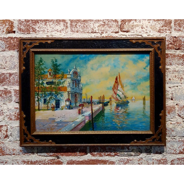 S.R. Torello - Beautiful Venetian Scene 19th century painting. Watercolor & Guache on paper -Signed. Circa 1890s Under...