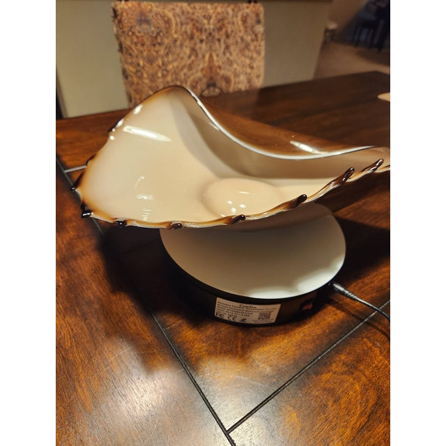 Monumental 17" Murano Glass Conch Shell Centerpiece Bowls - Barbini Style (Mid-Century Modern, Italian Art Glass, Lattimo...