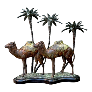 Pair of Vintage Patinated Bronze Camel Candleholder