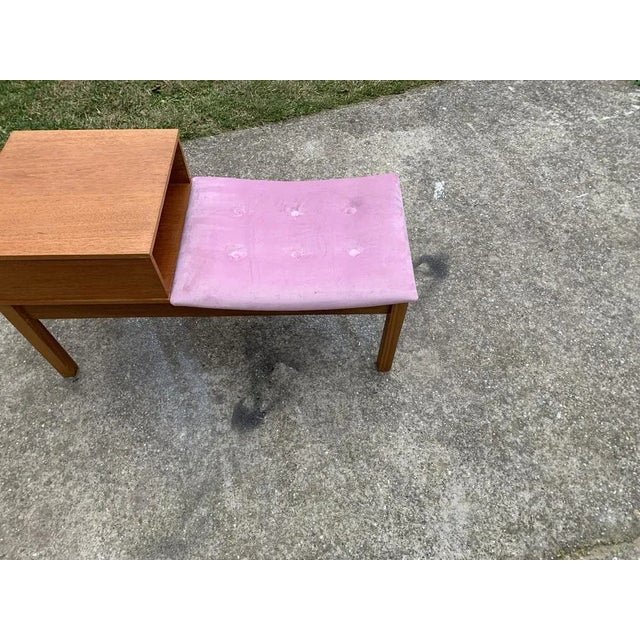 Mid-Century Teak Telephone Bench, 1960s For Sale - Image 4 of 5