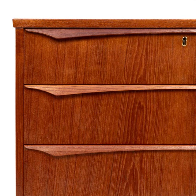 Wood Vintage Danish Mid-Century Teak Six Drawer Tallboy Dresser 1960s For Sale - Image 7 of 8