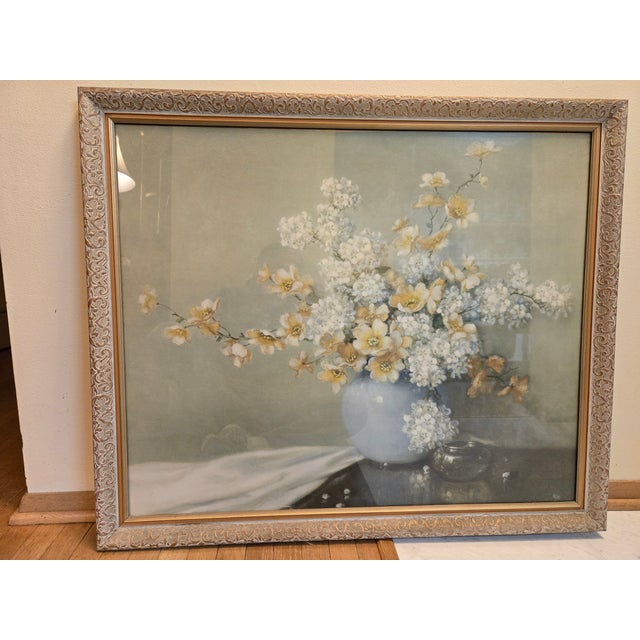 Original framed floral still life painting by A.D. Greer, well known American still life and western landscape artist....