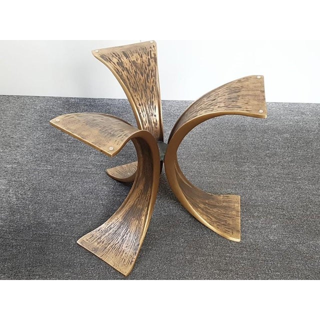 Gold Vintage Brutalist Coffee Table in Bronze and Glass, 1970s For Sale - Image 8 of 12