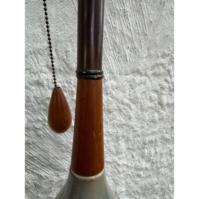 Ceramic 1950s Huge Drip Glaze Pottery Ceramic Lamp Mid Century Modern 37” Blue Green Black For Sale - Image 7 of 10