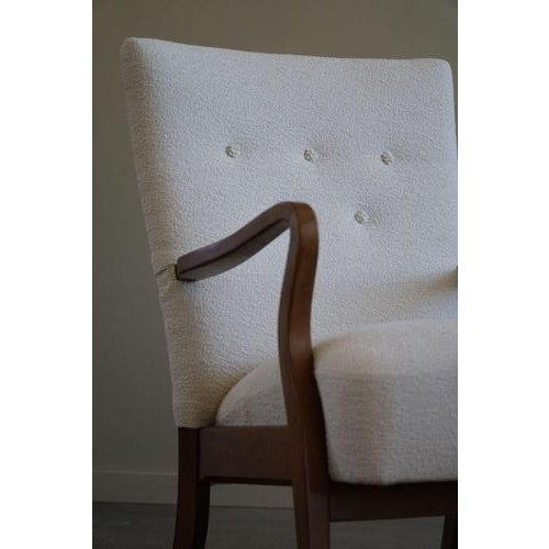 1950s Set of Mid-Century Modern Danish Lounge Chairs in Bouclé & Beech, 1960s For Sale - Image 5 of 16