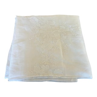 Vintage French Embroidered Organdy Tablecloth and Napkin Set, 1930, Set of 13 For Sale