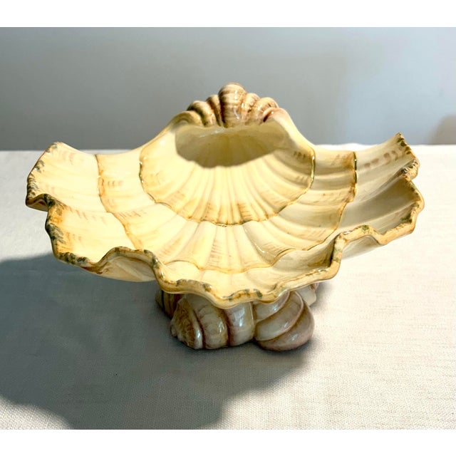 Mid-Century Modern Mid 20th Century Mid-Century Modern Italian Viteri Shell Pedestal Centerpiece Bowl For Sale - Image 3 of 6