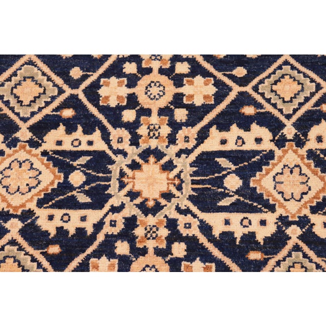Classic Ziegler Blue Gold Hand-Knotted Wool Rug - 6'2'' X 9'2'' For Sale - Image 4 of 8