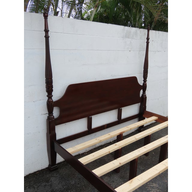 Late 20th Century Carved Mahogany King Size Poster Bed 6366 For Sale - Image 5 of 18