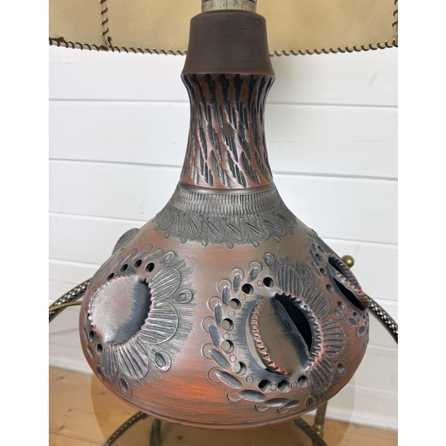 Mid-Century Modern Mid-Century Modern Brown Ceramic Table Lamp, 1960s For Sale - Image 3 of 12