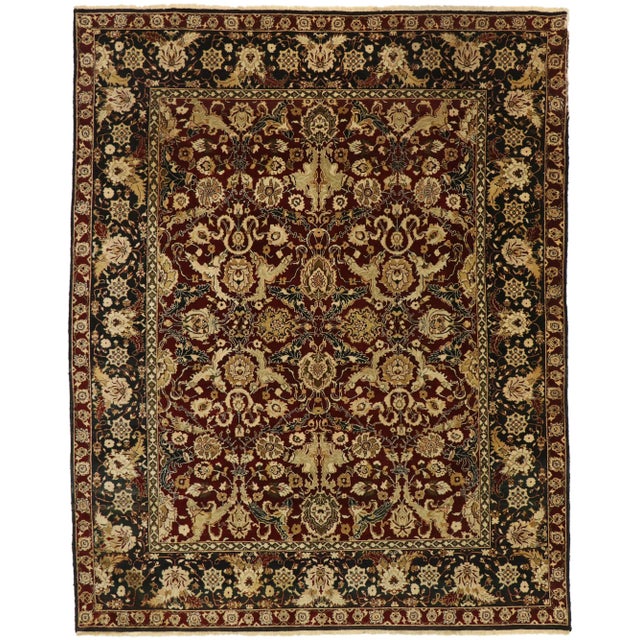 Traditional Vintage Indian Rug With Baroque Damask Style - 07'09 X 09'09 For Sale - Image 11 of 11