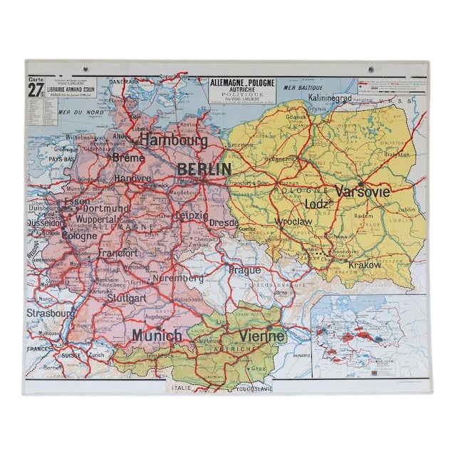 Germany Map in paper, 1960s For Sale