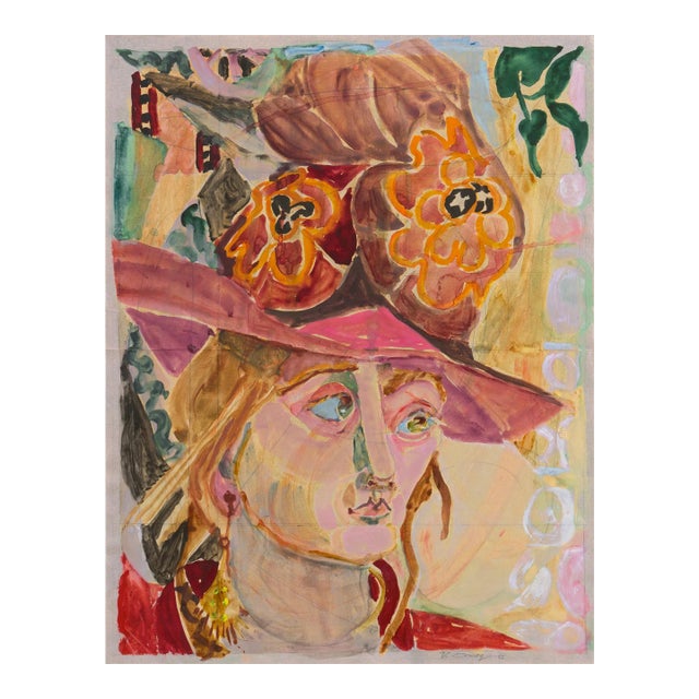 'Oleta's Hat' by Virginia Conroy, 1985, Carmel Art Association Exhibit, California Woman Artist, San Francisco Museum of Art For Sale