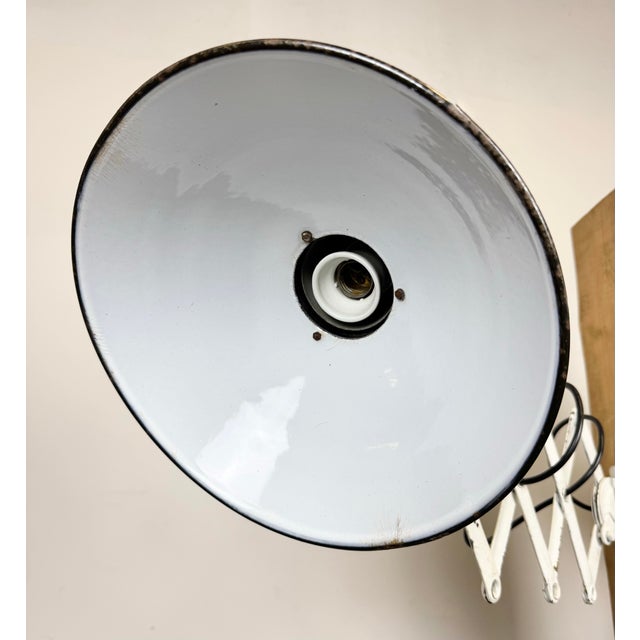 Black Industrial Black Enamel Scissor Wall Lamp, 1950s For Sale - Image 8 of 18