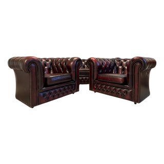 Chesterfield Sofa and Chairs, Set of 3 For Sale