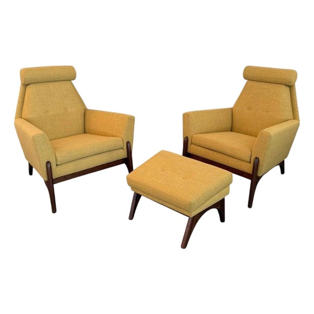 1960s Sculptural Mid-Century Modern Adrian Pearsall Style High Back Lounge Chair Set For Sale