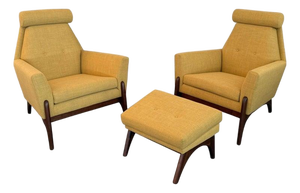 1960s Sculptural Mid-Century Modern Adrian Pearsall Style High Back Lounge Chair Set
