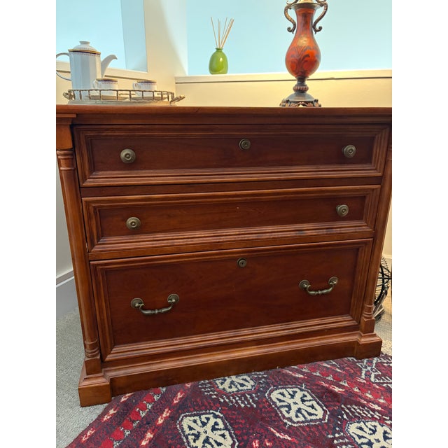 Flexsteel 1990s Hanging File Cabinet Walnut Cherry 2 Drawers Shenandoah Valley For Sale - Image 4 of 13