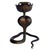 20th Century Hand Etched Persian Cobra Brass and Bronze Candle Holders, Pair For Sale - Image 9 of 12