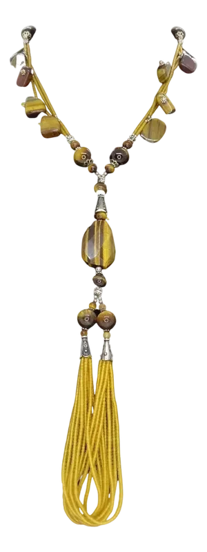 Necklace Tigers Eye and Silver, Italy, 2000s