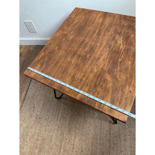 Wood Mid 20th Century Mid-Century Modern Iron Leg Table With Swivel Top For Sale - Image 7 of 11