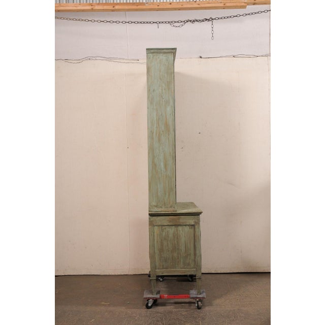 Antique Italian Tall Hutch Cabinet in Green For Sale - Image 11 of 12