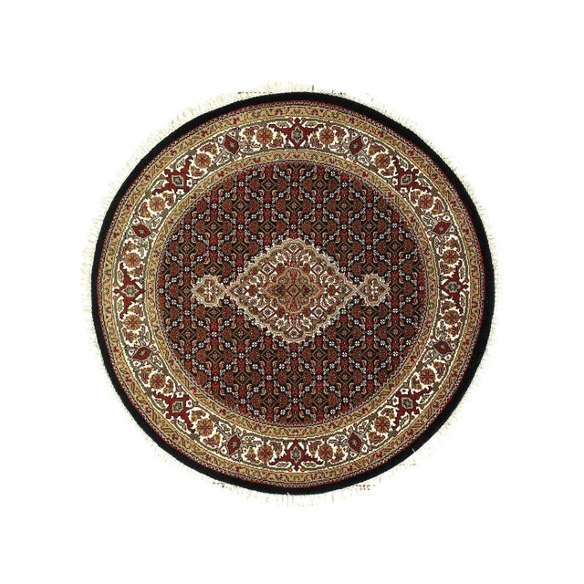 2020s Fine Hand Knotted Silk & Wool Tabriz Round Rug For Sale - Image 4 of 4