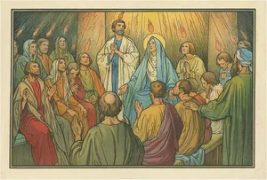Philipp Schumacher, Religious Illustration of the Descent of the Holy Spirit, 1913, Print