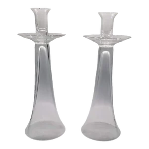 Vintage Clear Crystal Candlestick Holders- Set of 2