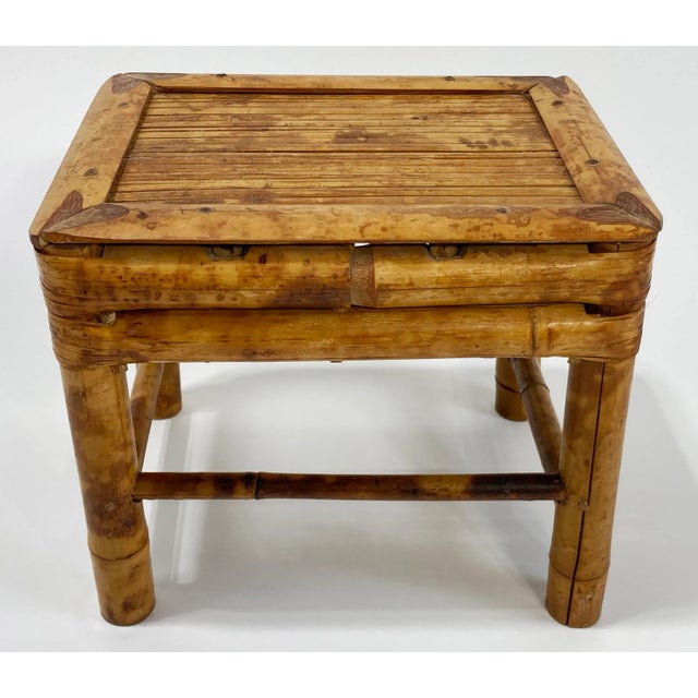 Brown Vintage Scorched Bamboo Plant Stand or Riser For Sale - Image 8 of 8