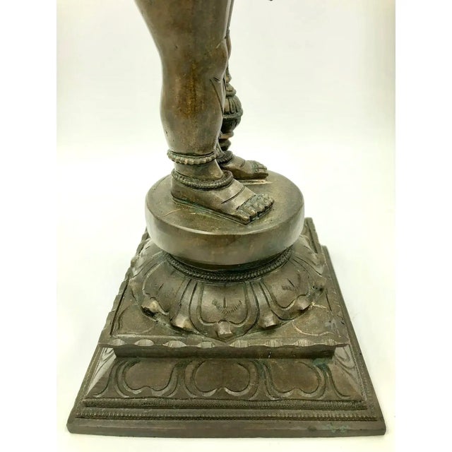 Mid Century Chola Style Revival Hanuman Bronze Statue Hindu Ramayana India South Indian Vintage For Sale - Image 9 of 12