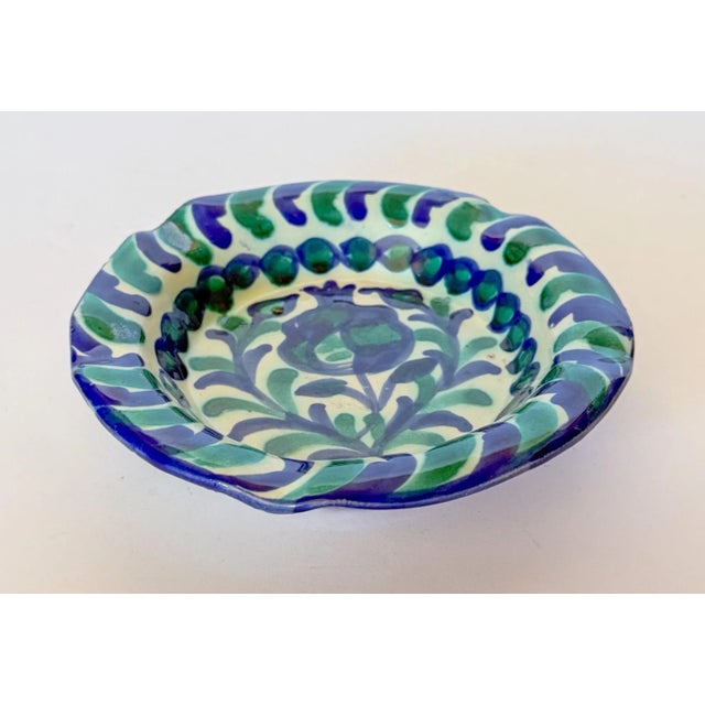 Vintage Granada Spanish Fajalauza Blue, Green, White Pomegranate Bowl For Sale In Dallas - Image 6 of 6
