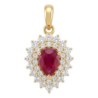 Natural 18k Gold Pendant, 0.73ct Ruby, 0.64ct Diamonds For Sale