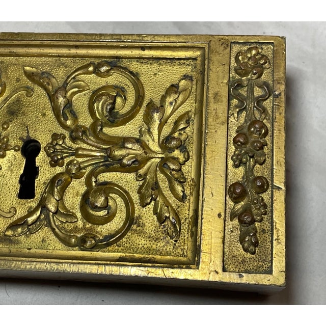 Rare Antique French Gilt Bronze Door Lock Hardware Salvage Ornate Victorian For Sale - Image 14 of 15