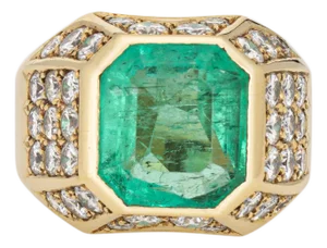 1980s 6.05ct Natural Columbian Emerald Diamond Ring Vintage 80s Sz 5 Gemstone Jewelry