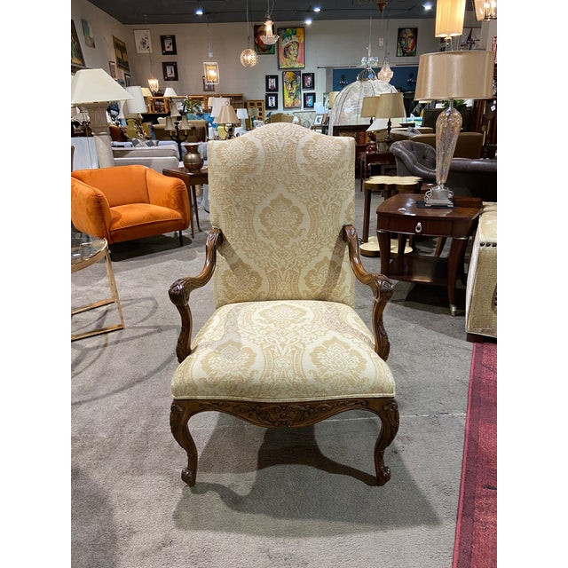 Mid 20th Century Henredon Furniture Pale Yellow Velvet Chair Chairish