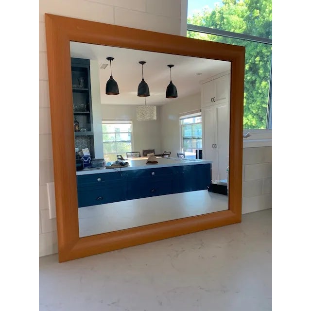 Cinnamon Vintage Artisan Mid 20th Century Wood Framed Wall Mirror For Sale - Image 8 of 8