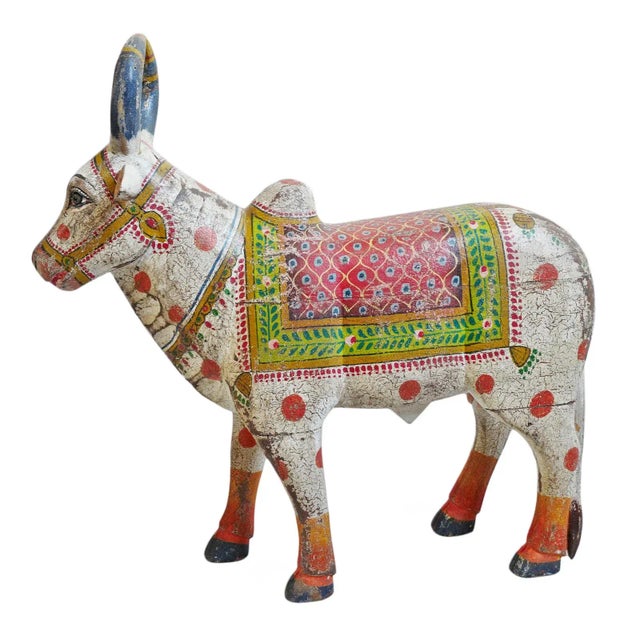 Antique Wood Painted Brahma Cow For Sale - Image 9 of 9