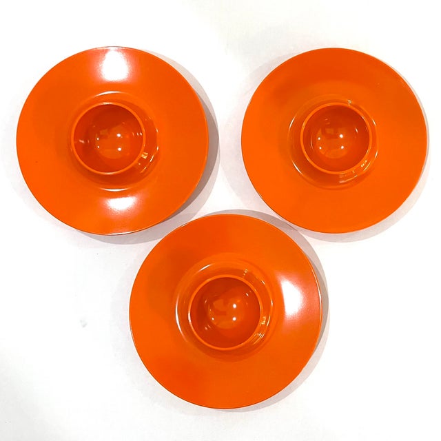 1970s 1970's Rosti Denmark Orange Melamine Egg Cups by Bjorn Christensen Set of Six For Sale - Image 5 of 8