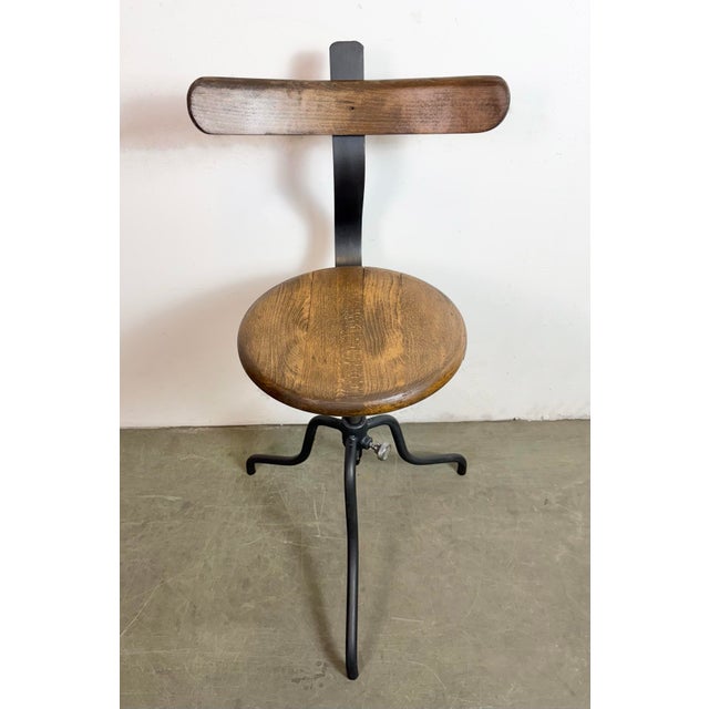 Mid-Century Modern Industrial Factory Swivel Chair, 1950s For Sale - Image 3 of 18