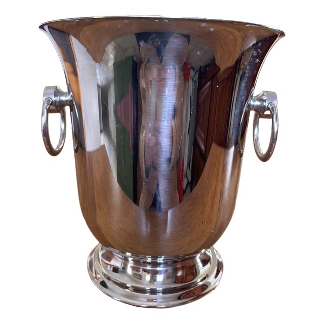 Champagne Bucket in Stainless Steel and Gold-Plated Brass by Guy Degrenne, 1980s For Sale