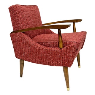 1960s Vintage Exposed Wood Lounge Chair With Angular Profiles For Sale