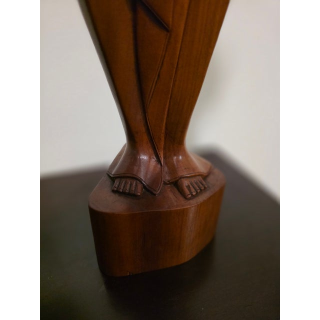 Vintage 21" Balinese Modernist "Lone Warrior" Wood Sculpture – Klungkung School For Sale - Image 10 of 12