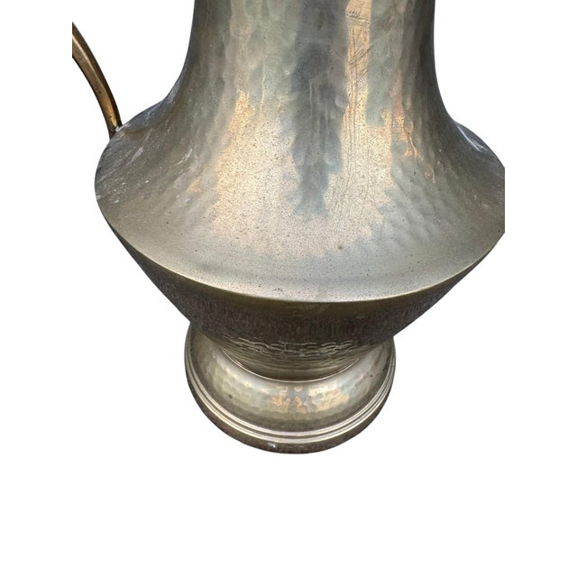 1960s Vintage Middle Eastern Brass Pitcher – Large Hand‑Hammered For Sale - Image 5 of 8