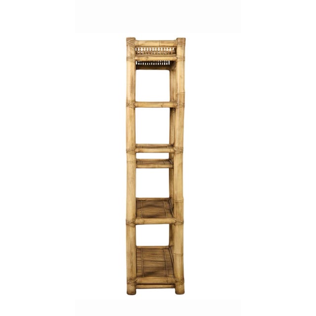 2000 - 2009 Vintage Mid-Century Palm Beach Regency Bamboo and Rattan Etagere For Sale - Image 5 of 12